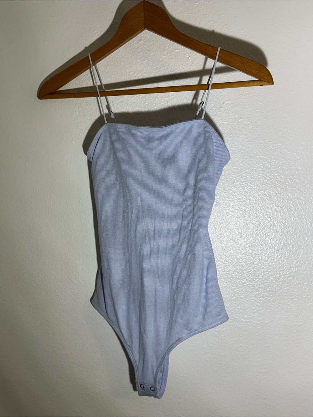 Hollister Light Blue Ribbed Womens One-Piece Bodysuit with Spaghetti Straps